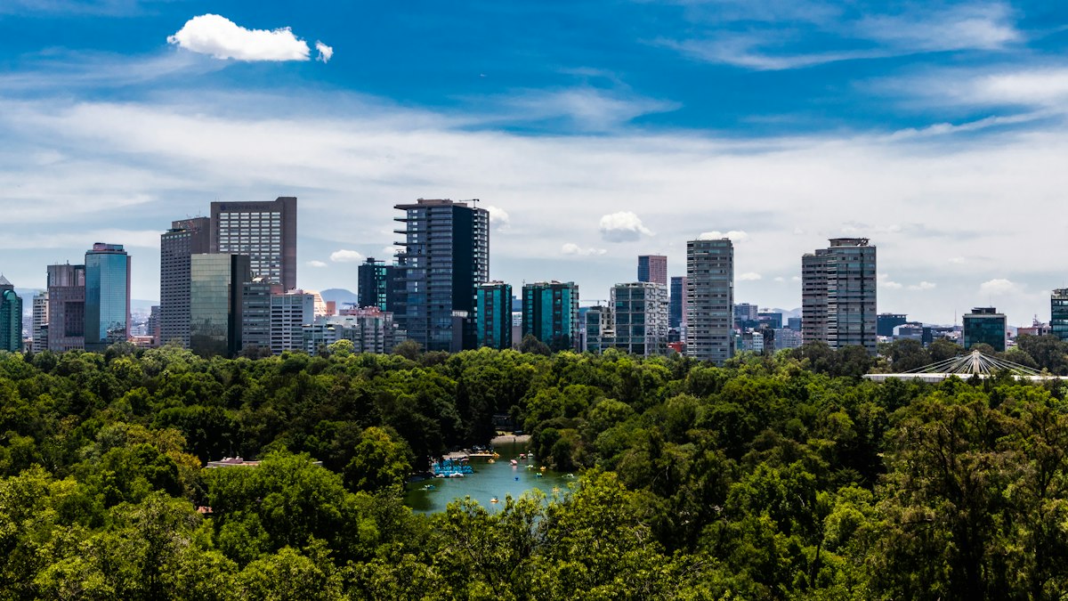Mexico City skyline over Chapultepec